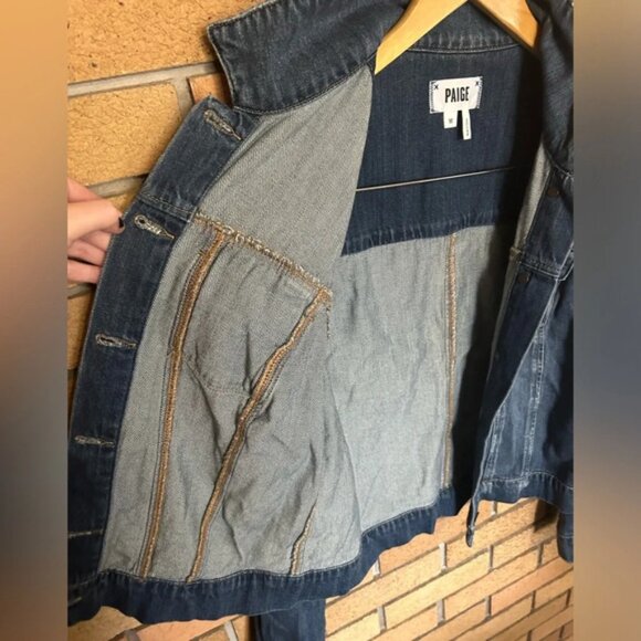 Paige Denim Women’s Trucker Distressed Jean Jacket Size Medium Junya Destructed - Picture 3 of 11